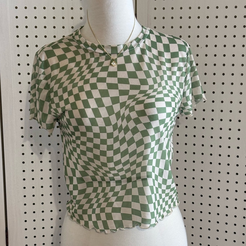 Green Checkered Women's Top